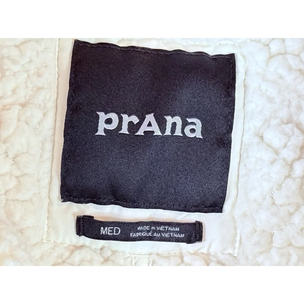 prAna Sherpa Lined Vest M‎ Cream Quilted Cozy Outdoor Hiking Casual
